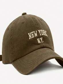 New York NY Embroidered Baseball Hat | NYC City Souvenir & Travel Cap Big Apple Aesthetic Gift For Him & Her - màu nâu - Xem 3