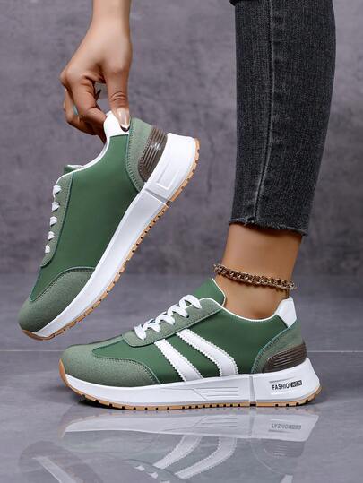 女士春秋季白色休闲运动鞋，低帮，轻便，防滑，耐磨，低跟，圆头，透气，系带，适合户外运动和日常穿着