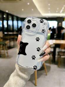 奶油色波浪边亮面猫爪彩绘防摔手机壳，兼容 17 Pro/17 Air/17/17 Pro Max/16/11/16 Pro/16 Plus/16 Pro Max/16 e/15 Pro Max/13/14/12/XS/XR/7G/8P，兼容三星 Galaxy S25/S25 Plus/S25 Ultra/A16/A36/A26/A56/A50，兼容小米 11/12 Pro/12/12 X/13 Pro/14 Pro/15 Pro，兼容 Redmi 10/9/Note9/12c/Note11 Pro/Note8 Pro - 彩色 - 查看 3