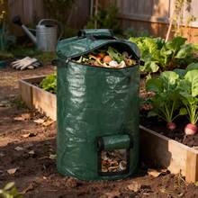 1 Stück PE Bio-Kompost Tasche/Pflanzentasche, Küchenabfall Fermentation, Abfallsammlung, Kompostbehälter, Garten Mülleimer, Pflanzentasche, Blattsammlung, Kartoffel- & Gemüseanbau Pflanzentasche mit Fenster und Deckel, geeignet für Garten, Küche, Hausgarten, Obstgarten usw. - Verschiedenfarbig - Übersicht 6