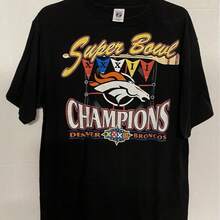 Denver Broncos ASuper Bowl XXXII Logo 7 Short Sleeve T Shirt Men's Large Black - màu đen - Xem 1
