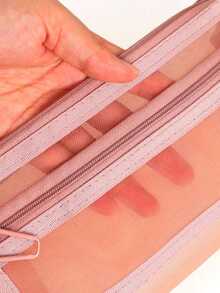 Customizable Name Transparent Large Capacity Pencil Case, Fashion Minimalist Pen Bag High Capacity Nylon Mesh Breathable Exam Student Stationery Bag, Mesh Pencil Pouch, Minimalist Student Supplies Storage Box, Back To School Learning Supplies - Multicolor - View 6