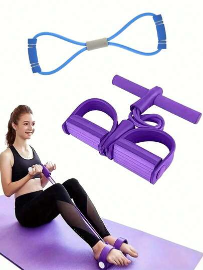 2 piezas Conjunto de bandas de resistencia moradas y azules | 1 pieza Bandas de resistencia con mango de TPE/espuma mejoradas | Entrenamiento de Body completo para yoga, fitness y entrenamiento de fuerza | Gran regalo para invierno, vuelta al colegio, cumpleaños, Pascua, objetivos de pérdida de peso
