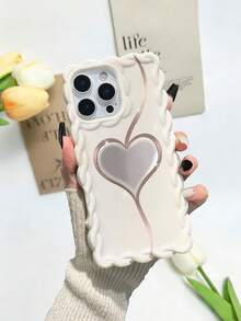 Heart Graphic Braided Wave Edge Minimalist High-End TPU Painted Shockproof Phone Case Compatible With IPhone 17pro/17Air /17/17promax 16/11/16pro/16plus/16promax/16e/15Promax/13/14/12/XS/XR/7G/8PXR /7/8, Painted Suitable Compatible With Iphone 15Promax, 13, 14, Soft Silicone Protective Cover Case - Multicolor - View 1