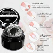 MEET ACROSS 2pcs 15ml Clear White Non Stick Hand Extension Gel Nail Polish Set With Flower Molds Sculpting Brush For 3D Shaping/Sculpting/Carving, Nail Art Solid Milky Jelly Hard Gel For Fake Nail Carving Flower Nail Art Acrylic Gel Varnish Rhinestone Glue Gel Easy To Operate Manicure For Home And Slaon Nail Supplies Nails - 彩色 - 查看 2