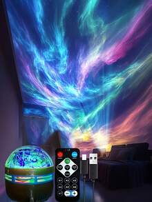 1pc Multi-Function Aurora Projection Lamp, LED Starry Sky Projection Light, USB Powered Starry Night Light, 360° Rotating Projection Magic Lamp, Aurora And Wave Dual Mode Starry Sky Projection Lamp. Suitable For Home Decor, Bedroom Decor, Living Room Decor, Holiday Decor, Party Decor, Valentine's Day Decor And Gifts - Starlight Projector - View 8