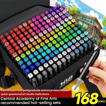 168 لون أقلام الطرف، رؤوس دقيقة وواسعة، مناسبة للبالغين، للرسم والتظليل والتحديد، لوازم مدرسية ومكتبية، حبر عالي الجودة وحيوي، سريع الجفاف وغير منتشر، مثالية لموسم العودة إلى المدرسة