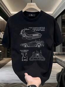 Camiseta Hombre, Regreso al Futuro, Máquina del Tiempo, Estilo Retro, Amantes de Cine, Eventos de Cine, Casual, Nostálgico,  Verano,playera de hombre,ropa de hombre,playeras,parejas,envio nacional,regalo para hombre,oversize hombre. - Negro - Ver 1