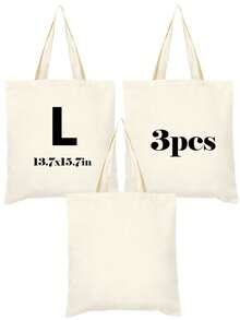 1/3/5/10pcs Women Simple Canvas Tote Bag, Open-Top Canvas Shoulder Bag, Handbag, Simple Schoolbag For Students, Casual Outdoor Travel Bag, Simple Shopping Tote Bag, Gift Packaging Bag For Baby Christening, Wedding, Travel, SPA Party, Holidays, Mother's Day, Anniversary - Beige - View 27