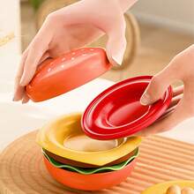 Hamburger Shaped Bone Dish Set, Household Plate Dipping Sauce Dish, High-Quality Plate Dipping Sauce Dish, Tableware - Multicolor - View 10
