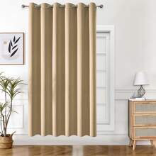 1pc Solid Color Polyester Curtain, Blackout Curtain To Darken Room During Power Outage, Heat Insulating Curtain For Kitchen, Dining Room, Living Room, Bedroom - Khaki - View 11