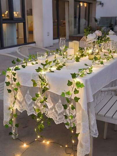 32.81ft (Approx. 10m) 100 LED Bead Vine Lights, Battery Powered, Warm White Lights With Green Vines, Suitable For Indoor & Outdoor Decor, Such As Weddings, Gardens, Parties, Fences, Rooms, Christmas, Home Decor, Etc. The Vine Lights Have A String Light Effect And Are Battery-Powered.