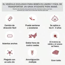 Cochecito Carriola Para Bebé Multifuncional Plegable Ligera - Negro - Ver 11