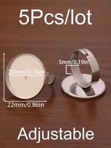 5件套18k PVD镀金不锈钢可调节戒指托，适用于直径8/10/12/14/16/18/20/25mm的玻璃凸面宝石，浮雕宝石托架，戒指底座，DIY珠宝制作用品 - DIY戒指 - 查看 14