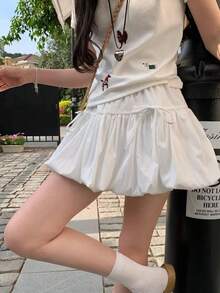 蓬蓬裙，女士夏季半身裙，云朵薄纱裙，白色春季半身裙 - 白色 - 查看 5