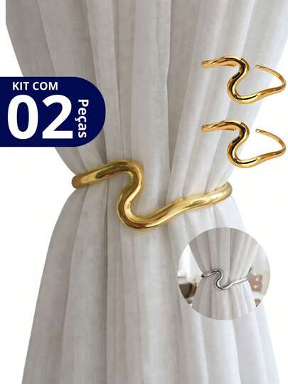 Kit 02 Prendedores de cortina Minimalista Ondulado Chique