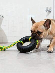 Durable Rubber Dog Chew Toy - Interactive Tire Shaped Pet Toy With Sturdy Teeth, Suitable For All Dog Breeds, Fun Dog Toy | Tire Shaped Toy | Durable Dog Toy, Dog Toy - Black - View 1