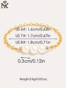 SYMFNY 1枚925纯银天然淡水珍珠精致软链戒指，优雅法式风格，女士生日/周年纪念礼物 - 金黃色 - 查看 3