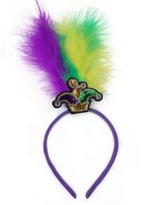 1 pieza Diadema con brillo y plumas, tocado, adecuado para la fiesta del Día de San Patricio, celebración de festivales - Multicolor - Ver 7