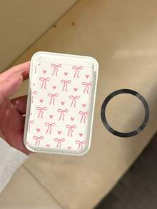 Bow Love Pattern Simple Self Suction Card Holder, Card Pocket, Bank Card, Credit Card Storage Case Compatible With IPhone 17, 16, 14, 15 Couples+Magnetic Attraction Plate - Multicolor - View 9