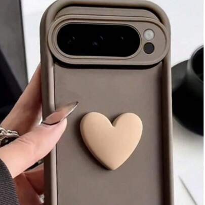 韩版可爱3D爱心软硅胶手机壳，兼容Pixel 10/9/8 Pro/8A/9 Pro XL、荣耀X6a-X8a/Y6p/Y7a，防摔防震硅胶手机壳，防水防刮