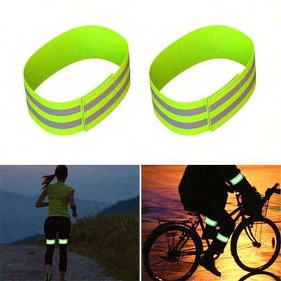 2/4pcs High Visibility Reflective Wristband, Armband, Ankle Band, Leg Band, Elastic Adjustable, Suitable For Night Walking, Cycling, Running, Jogging And Other Sports