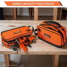 Small Tool Bag, Multipurpose Zippered Tool Pouch Bag With Dual Compartment, 26 X 8 X 16 Cm Portable Tool Storage ... - Orange26x8x16 - View 7