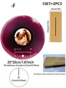 1pc Custom Vinyl Records With Wooden Base Personalized Acrylic Song Plaque Custom Nameplate Records Scannable Music Plaque Art Decor Gift - Multicolor - View 16