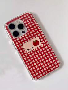 Funda de teléfono con impresión de doble capa y etiqueta de tomate a cuadros compatible con iPhone 16 Pro Max, 13/14, 16, 15 Pro Max, cubierta protectora suave y resistente a golpes - Rojo - Ver 4
