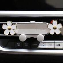 1pc Floral Design Car Phone Holder, Elegant Flower Shaped Air Vent Clip Design, Can Be Installed Horizontally Or Vertically, Auto-Lock And Stable, Universal Car Navigation Bracket, Fashionable Car Accessory, Adding Exquisite Atmosphere - one-size - View 7