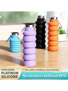 1个，16.91盎司可折叠水瓶，硅胶伸缩杯，便携式可折叠旅行水瓶 - 彩色 - 查看 1