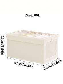 1pc Oxford Cloth Visible Clothing Storage Box With Cover, Portable Fabric Organizer Box, Moisture-Proof For Clothes, Pants, Socks, Underwear - Beige - View 13