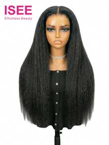 ISEE HAIR Wear Go 7*5蕾丝闭合无胶卷直发真人发假发蕾丝前额假发漂白发结预拔毛预剪蕾丝透明蕾丝自然发际线180%密度卷曲直发蕾丝闭合假发卷曲直发蕾丝前额假发所有步骤已完成，新手友好，无需胶水即可佩戴自然色/自然黑色假发，适合女性日常佩戴，16-30英寸 - SNatural - 查看 5