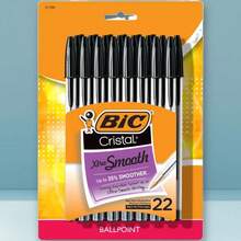 BIC Cristal Xtra Smooth Ballpoint Pens, 22ct - Black: Smooth Writing, Stationery, Office Supplies, 1.0mm Point Size - 1 - 查看 8