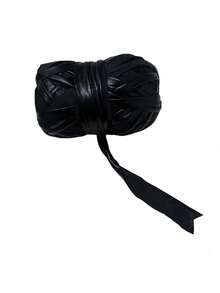 1 件黑色金属色闪亮布条，人造皮革柔软手工编织包工艺材料，彩虹色纱线 - 黑色 - 查看 9