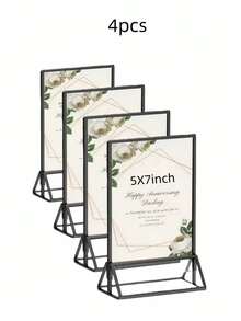 4 piezas/6 piezas Soportes de señalización acrílicos de 4x6 5x7 pulgadas - Marcos de fotos de doble cara para mesa, adecuados para números de mesa de boda, menús de restaurante, fotos de Navidad, ceremonias de graduación, fiestas de cumpleaños, etiquetas de precio/fotos transparentes, Soportes de números de mesa de boda de acrílico transparente, Aplicable para: Etiquetas de precio, Pantallas de números de mesa, Tableros de exhibición de fotos, Soportes de números de mesa transparentes de doble capa, Fácil de instalar. - Multicolor - Ver 11