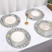 24/48 片，33 厘米餐垫，一次性餐垫，小菱形图案餐垫，适用于情人节、感恩节、生日派对、婚礼派对、新娘送礼会、晚宴、宴会、餐桌、野餐、咖啡馆和其他场合。 - 彩色 - 查看 4