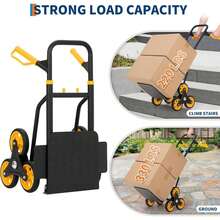 3 In 1 Industrial Convertible Stair Climbing Cart,1000 LBS Capacity With 6-Wheel Folding Hand Truck Dolly Cart With Telescoping Handle And 2 Elastic Rope For Transport & Moving In Warehouse,Yellow - Màu vàng - Xem 6