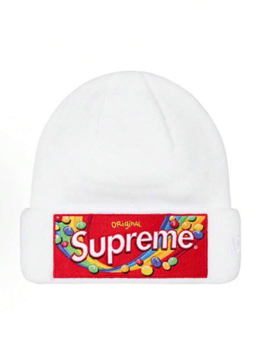 Supreme Box Logo Beanie (BOGO) | Authentic Unisex Knitted Acrylic Headwear | Essential Streetwear Cold Weather Accessory - White 1 - View 1