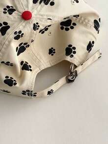 1pc Puppy Paw Print Flat Brim Baseball Cap, Cute Contrast Color Soft Top Casual Adjustable Snapback Hat, Suitable For Spring/Summer,Beach,Vacation - Multicolor - View 8