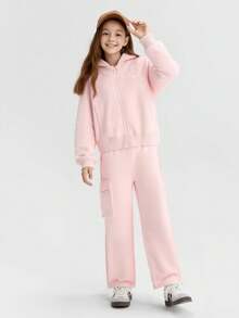 Balabala Girls' Knit Set, Soft Fabric, Comfortable Casual Wear - White Red - View 5