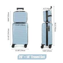20 And 14 Inch Luggage & Cosmetic Storage 2pcs Set, With Spinner Wheels, Carry-On Size Suitcase Travel Suitcase Suitcases Suit Case Travel Luggage Carry On Suitcase Carry On Hand Luggage Suitcase Set Luggage Set Luggage Bag - Blue - View 2