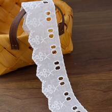 1/5码白色刺绣花边，带扇形花边孔眼 - 非常适合缝纫、工艺品、连衣裙、娃娃和宠物服装，花边饰边，工艺刺绣用品，扇形花边饰边，精致花边饰边 - 多色 - 查看 1