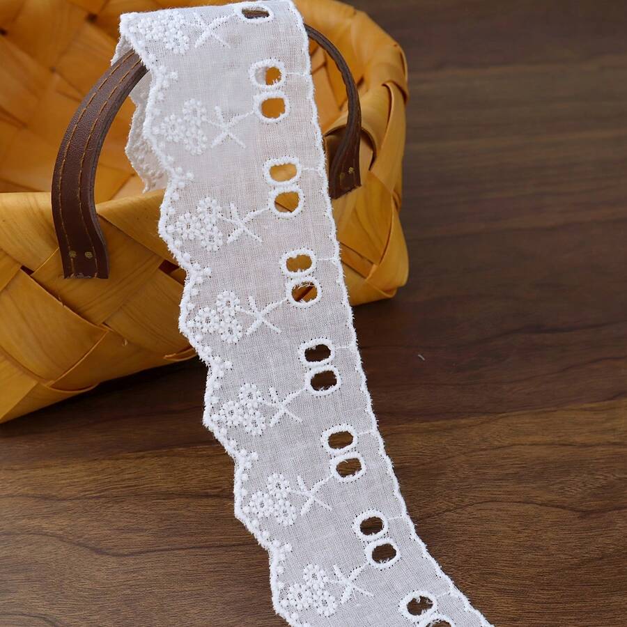 1/5码白色刺绣花边，带扇形花边孔眼 - 非常适合缝纫、工艺品、连衣裙、娃娃和宠物服装，花边饰边，工艺刺绣用品，扇形花边饰边，精致花边饰边 - 多色 - 查看 1