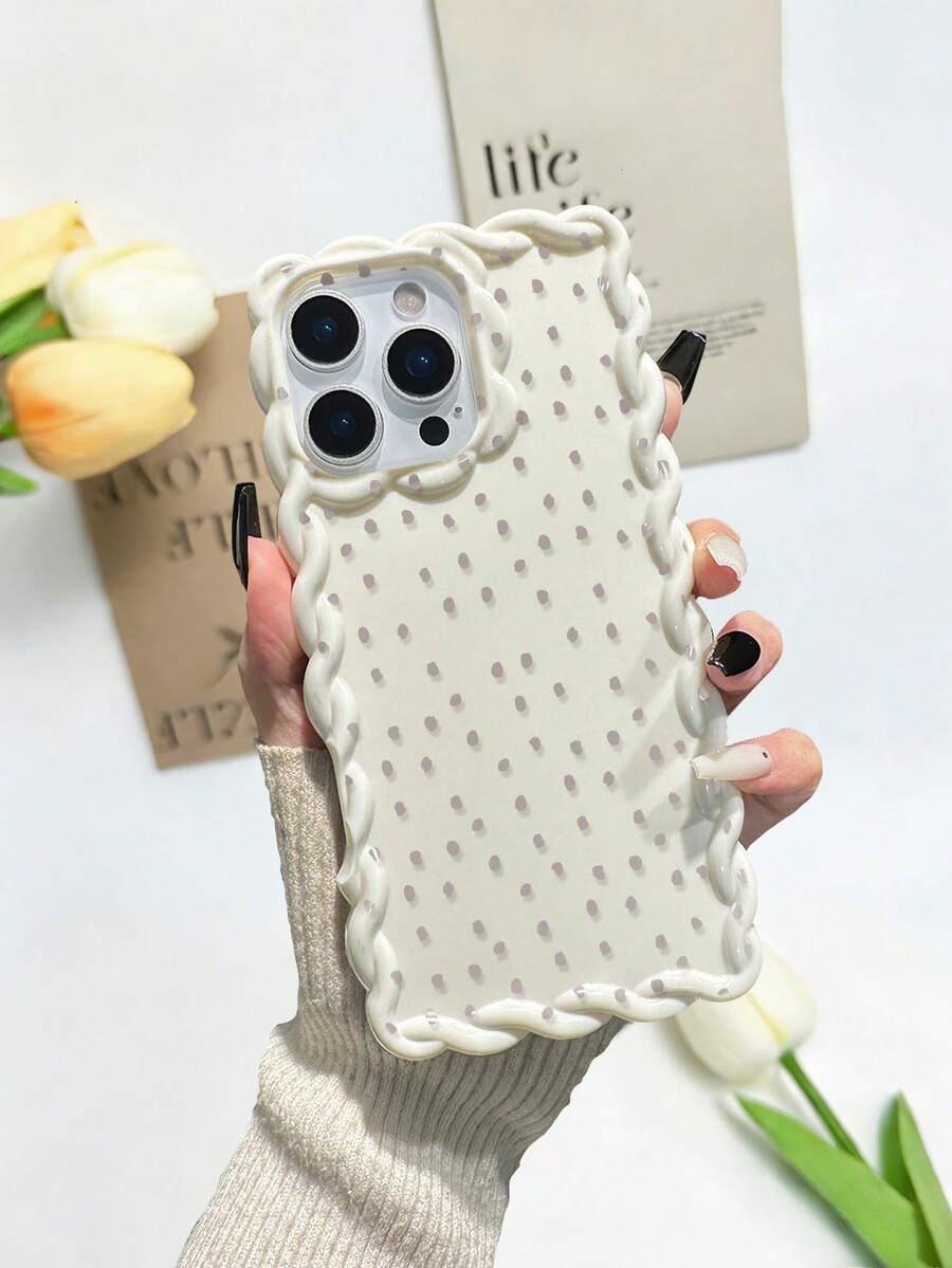 波点针织波浪边极简高端TPU彩绘防摔手机壳，兼容 17Pro/17Air/17/17ProMax、16/11/16Pro/16Plus/16ProMax/16E/15ProMax/13/14/12/XS/XR/7G/8PXR/7/8，彩绘款，兼容 15ProMax、13、14，软壳P12防摔X针织波浪边12/14彩绘TPU防摔软壳手机壳 - 彩色 - 查看 1