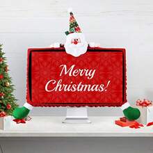 Cubierta de Monitor de Computadora de Navidad Cubierta de Borde de Monitor de Computadora Decoracion de Computadora de Papá Noel Cubierta de Pantalla de Muñeco de Nieve Portátil Elástica-009 - como en la foto - Ver 6