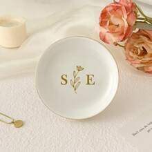 1PC Personalized Jewelry Dish/ Bridesmaid Gifts/ Valentine's Day Gifts/ Wedding Decorations/ Engagement Ring Dish/ Birthday Gift For Her/ Graduation Gift/ Bridal Shower Gift/ Gift For Mom - White - View 2