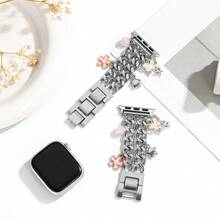 1pc Women's Minimalist High-End Pendant Zinc Alloy Stainless Steel Watch Band Suitable For 38/40/41mm 42mm(S10)/44/45/49mm 42mm(1/2/3/) Compatible With Apple Watch Bands Ultra/SE/10/9/8/7/6/5/4/3/2/1 - Silver - View 3