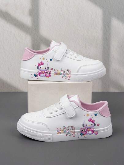  1 Pair Sanrio Affordable & Fashionable Casual Sports Shoes For Kids, Durable Basketball Shoes Suitable For Daily Wear And Outdoor Activities, Christmas Gift, Light-Up Shoes, Outdoor Play Shoes, Fun Design Shoes, Cartoon Print Shoes, Breathable Fabric Shoes, Flexible Sole Shoes, Children's Athletic Shoes, Sports Shoes, Holiday Gift, 2D Flat