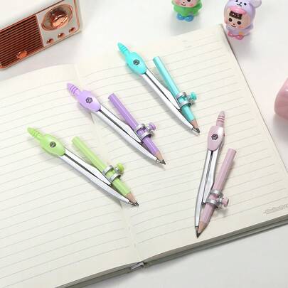 创意金属夹铅笔圆规套装 - 学生考试专用绘图工具 - 简易多功能圆规（随机款式）